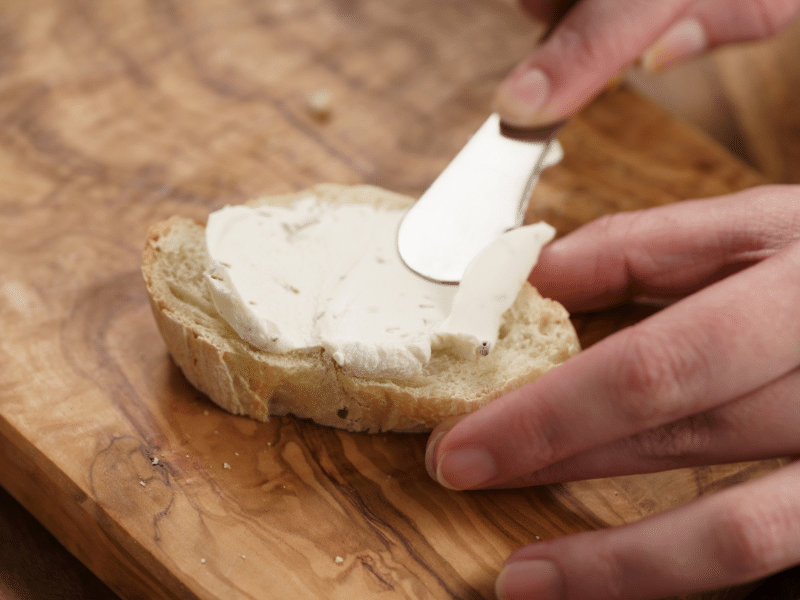 cream cheese spread on bread