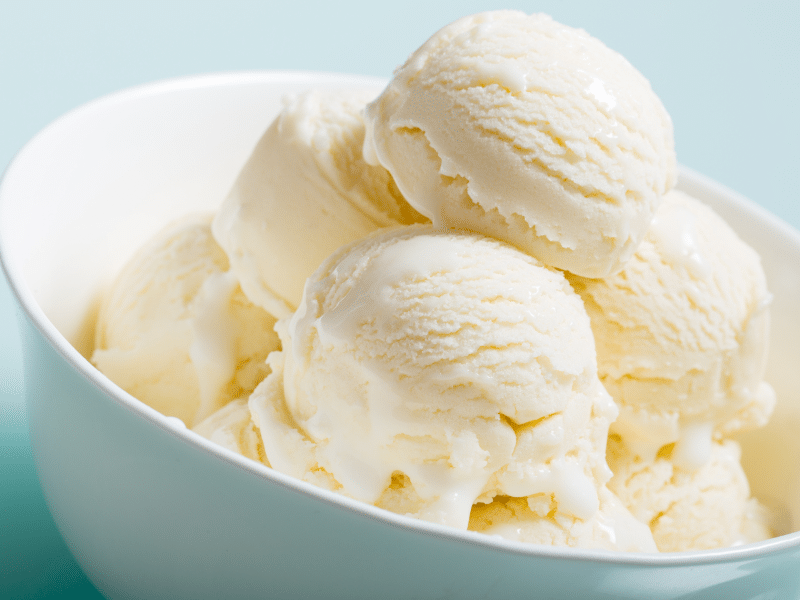 vanilla ice cream in bowl