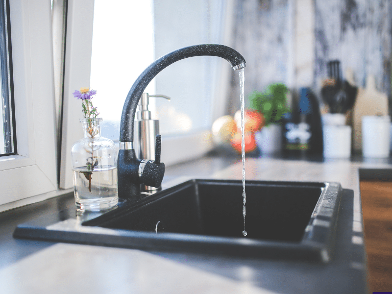 Water running from a sink