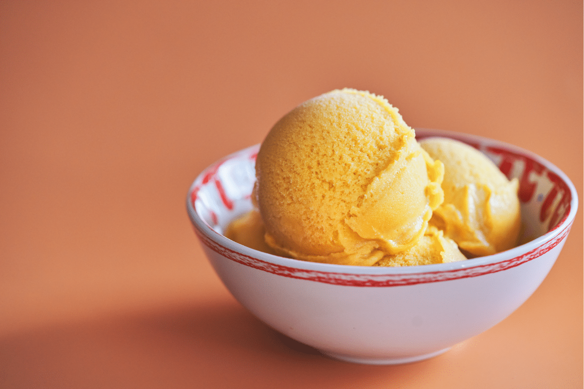 scoops of ice cream in a bowl