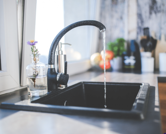 Water running from a sink