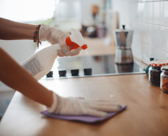 cleaning kitchen surfaces