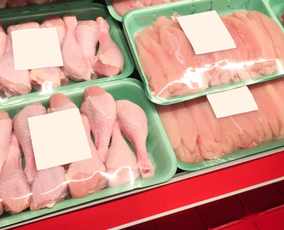 packed chicken in grocery store